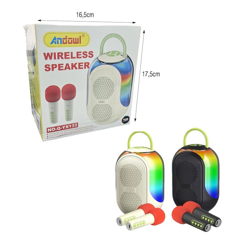 Andowl Φορητό Ασύρματο Ηχείο Bluetooth Karaoke Q-YX133 - Wireless Speaker - Μπεζ ANDOWL