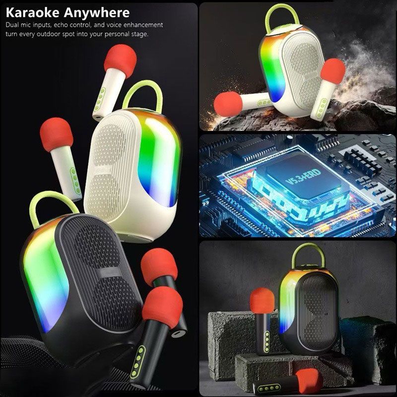 Andowl Φορητό Ασύρματο Ηχείο Bluetooth Karaoke Q-YX133 - Wireless Speaker - Μπεζ ANDOWL