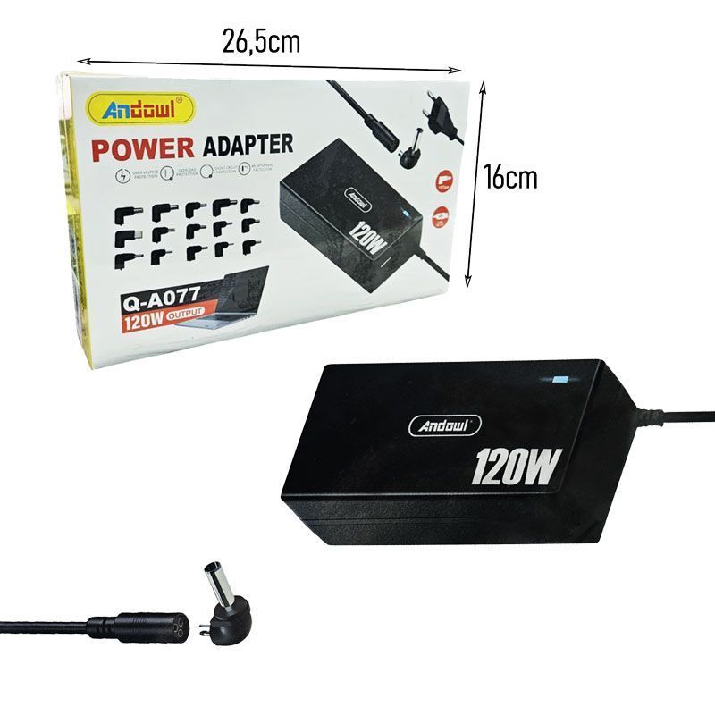 Andowl Φορτιστής Laptop Universal 120W με Αντάπτορες Q-A077 - Power Adapter ANDOWL
