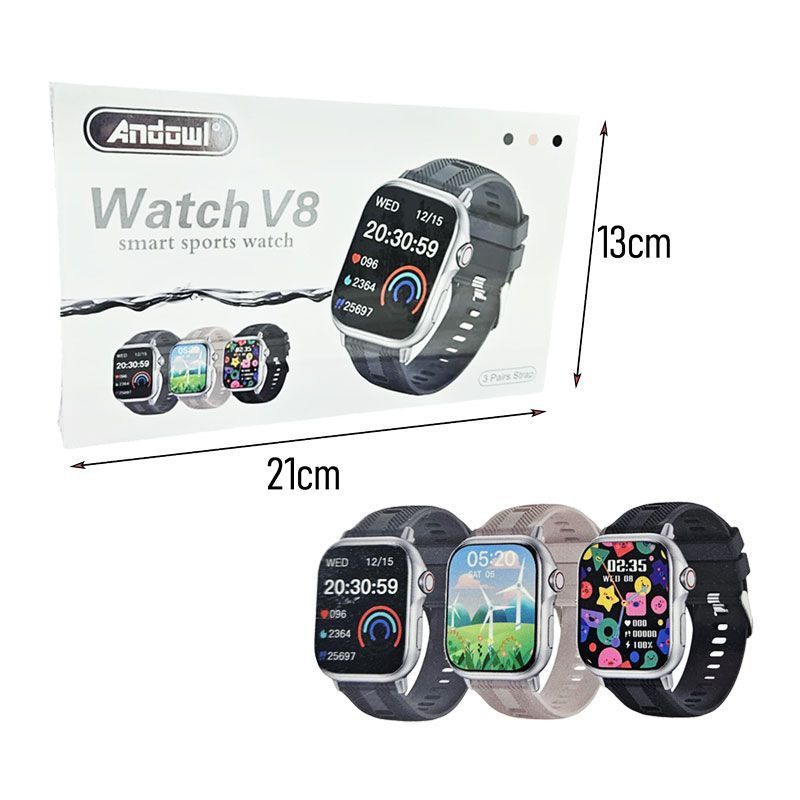 Andowl Έξυπνο Αθλητικό Ρολόι Watch V8 - Smart Sports Watch - Γκρι ANDOWL
