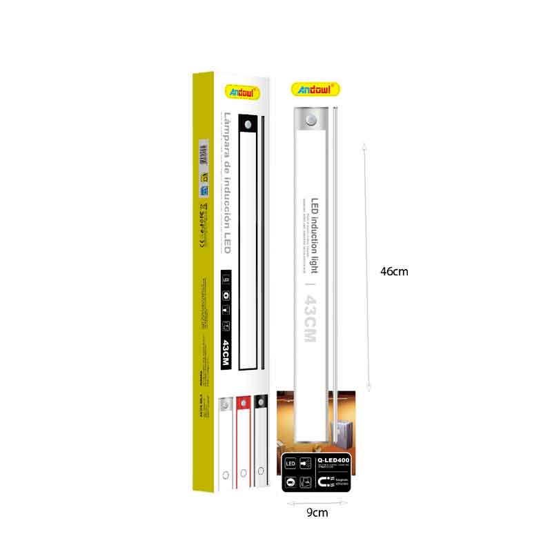Andowl LED Φωτιστικό Ντουλαπιού με Αισθητήρα Κίνησης 43cm Q-LED400 - USB Rechargeable LED Induction Light - Μαύρο OEM