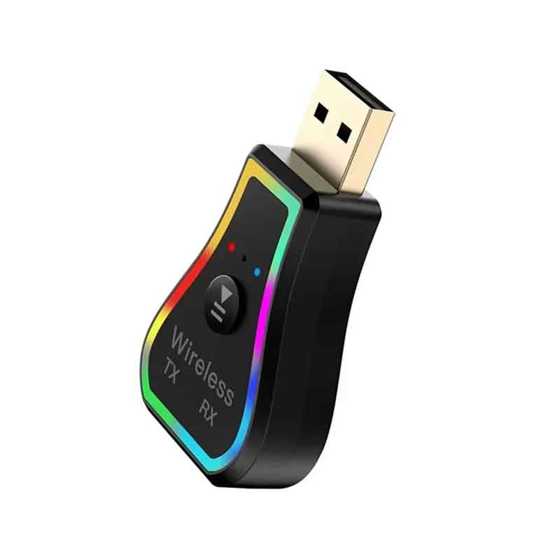 Andowl Ασύρματο Bluetooth audio Transmitter και Receiver USB μαύρο με RGB LED φωτισμό Q-TR31 - Wireless Audio Transmitter / Receiver ANDOWL