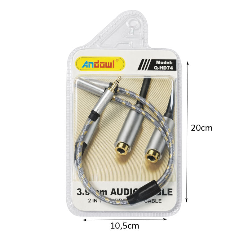 Andowl Καλώδιο Ήχου 3.5mm σε Διπλό 3.5mm Θηλυκό Q-HD74 - Audio Cable OEM