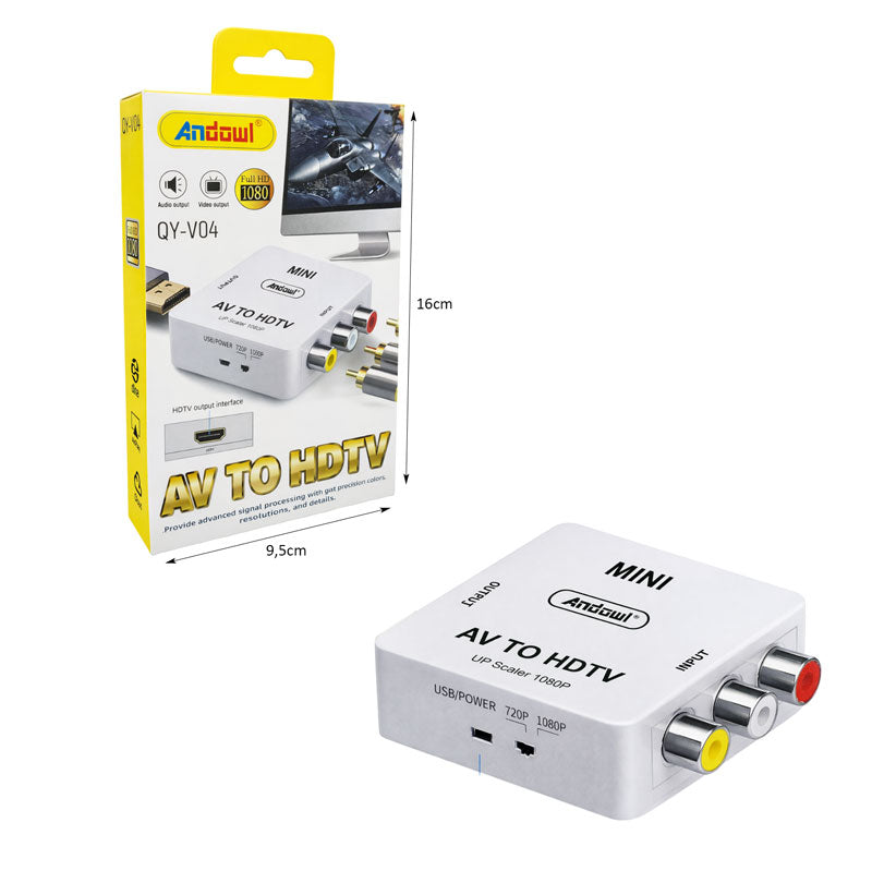 Andowl Μετατροπέας AV σε HDMI Mini 1080P QY-V04 - AV to HDMI Mini Converter OEM