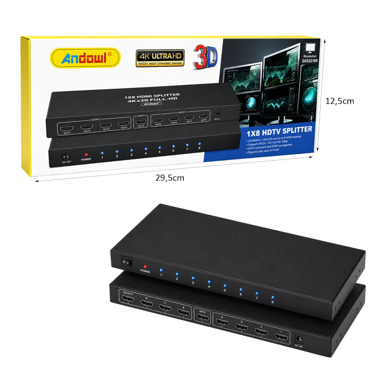 Andowl Διακλαδωτής HDMI 1 σε 8 4K Ultra HD με Υποστήριξη 3D Q-HD2100 - HDMI Splitter OEM