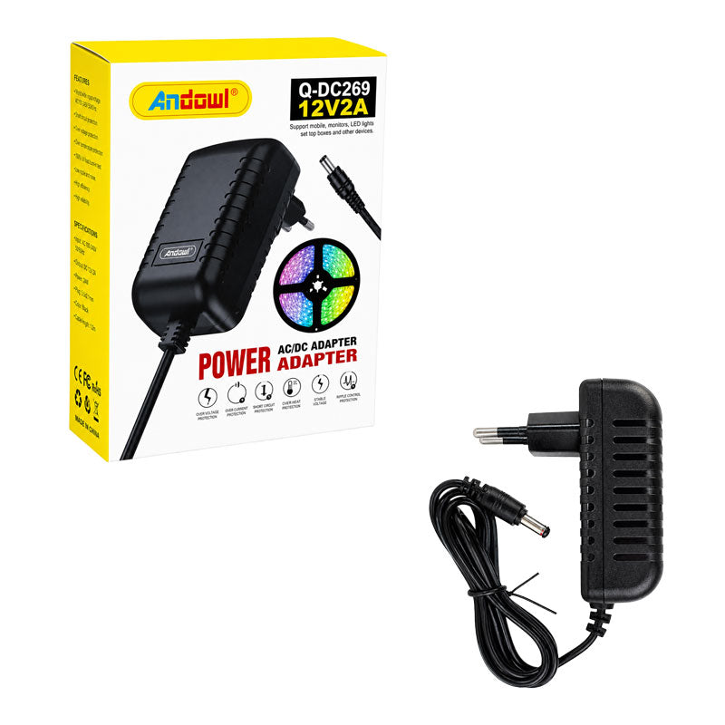 Andowl Τροφοδοτικό AC/DC 12V 2A με Βύσμα DC για LED και Ηλεκτρονικές Συσκευές Q-DC269 - AC/DC Power Adapter OEM
