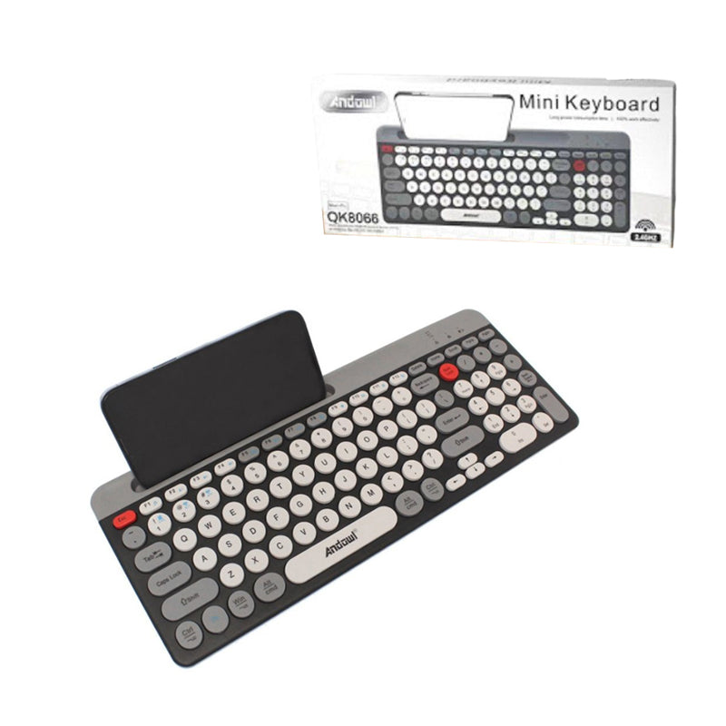 Andowl Ασύρματο Mini Πληκτρολόγιο με Βάση για Tablet και Smartphone QK8066 - Wireless Mini Keyboard with Stand for Tablet and Smartphone OEM