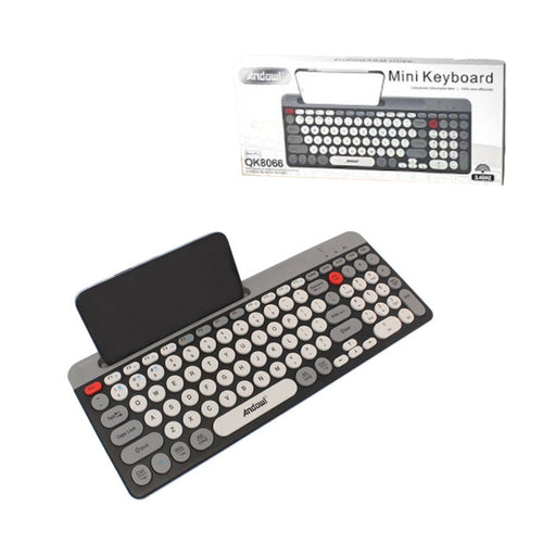 Andowl Ασύρματο Mini Πληκτρολόγιο με Βάση για Tablet και Smartphone QK8066 - Wireless Mini Keyboard with Stand for Tablet and Smartphone ANDOWL