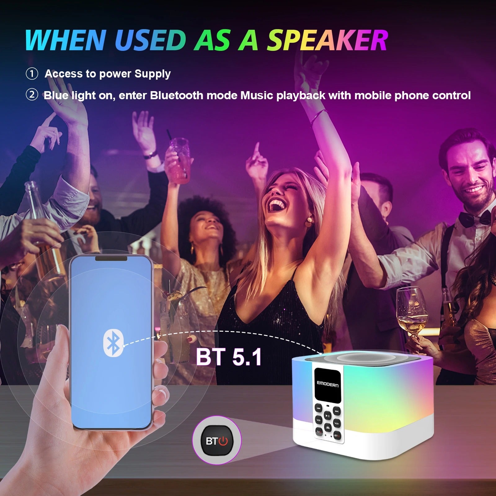 TV Box Και Bluetooth Ηχείο Με Φωτισμό RGB Andowl TV6 Mate OEM