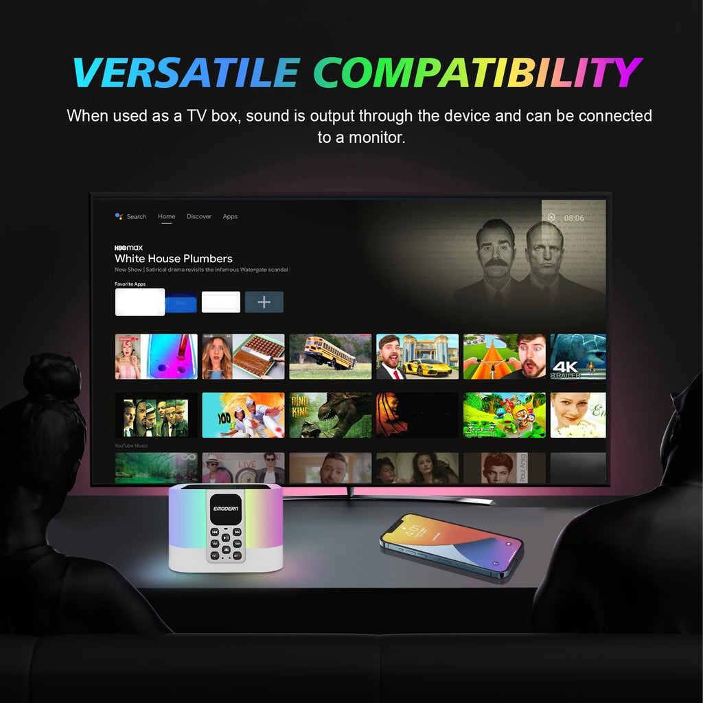 TV Box Και Bluetooth Ηχείο Με Φωτισμό RGB Andowl TV6 Mate OEM