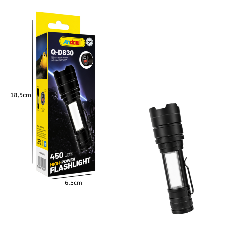 Andowl Επαναφορτιζόμενος Φακός Χειρός Q-D830 - Rechargeable Flashlight OEM