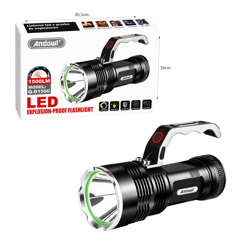 Andowl Ισχυρός Επαναφορτιζόμενος Φακός LED 1500 Lumens Αντιεκρηκτικός Q-D1500 - Powerful Rechargeable LED Flashlight 1500 Lumens Explosion-Proof OEM