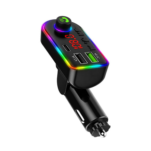 Andowl Ασύρματος FM Transmitter Αυτοκινήτου με Bluetooth Φορτιστή USB και RGB Φωτισμό Q-C75 - Wireless Bluetooth FM Transmitter Car Charger ANDOWL