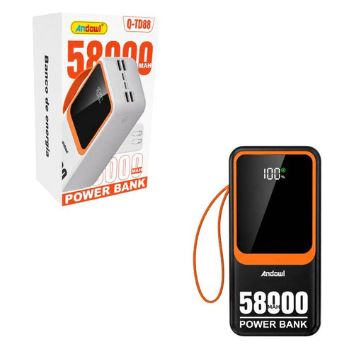 Andowl Power Bank με Ψηφιακή Οθόνη LED 58000mAh Q-TD88 - LED Display Power Bank ANDOWL