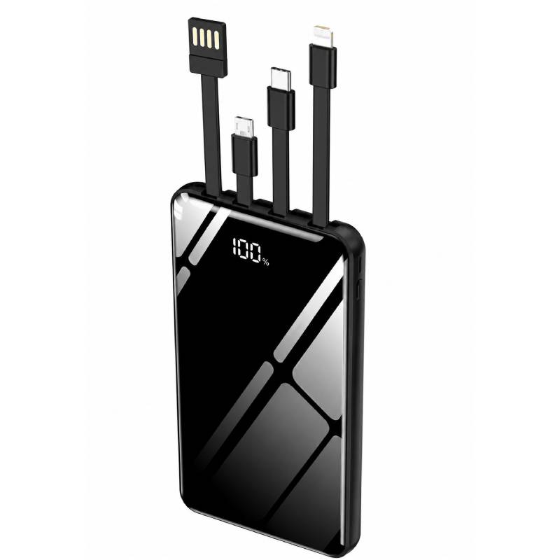 Andowl Power Bank 12000mAh με Ενσωματωμένα Καλώδια Φόρτισης Q-DC110 - Power Bank - Μαύρο Andowl