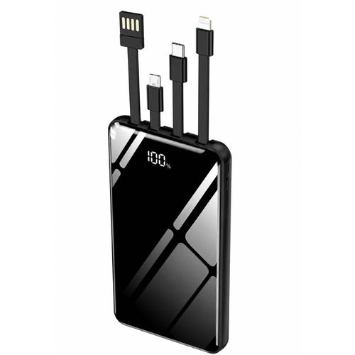 Andowl Power Bank 12000mAh με Ενσωματωμένα Καλώδια Φόρτισης Q-DC110 - Power Bank - Μαύρο Andowl
