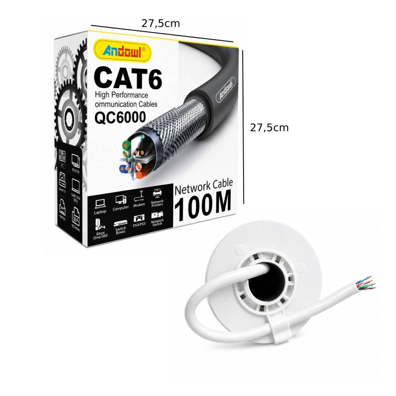 Andowl Καλώδιο Δικτύου CAT6 100 Μέτρων Υψηλής Απόδοσης QC6000 - High Performance Network Cable OEM