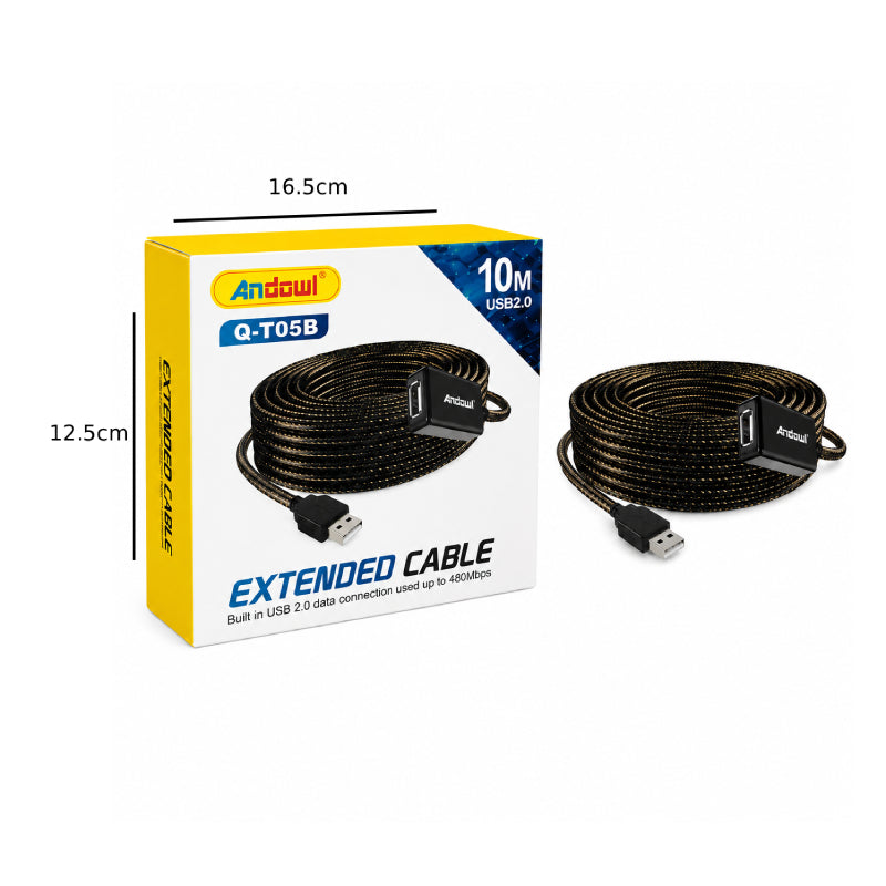 Andowl Καλώδιο Επέκτασης USB 2.0 10 Μέτρων Q-T05B - USB 2.0 Extension Cable 10M OEM