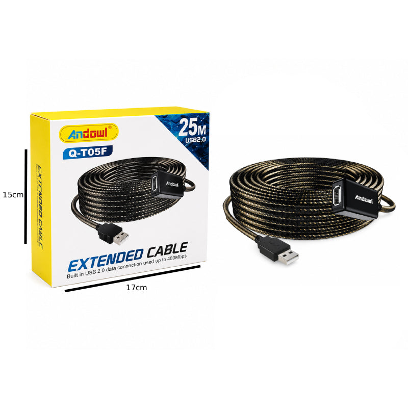 Andowl Καλώδιο Επέκτασης USB 2.0 25 Μέτρων Q-T05F - Andowl Q-T05F USB 2.0 Extension Cable 25M OEM