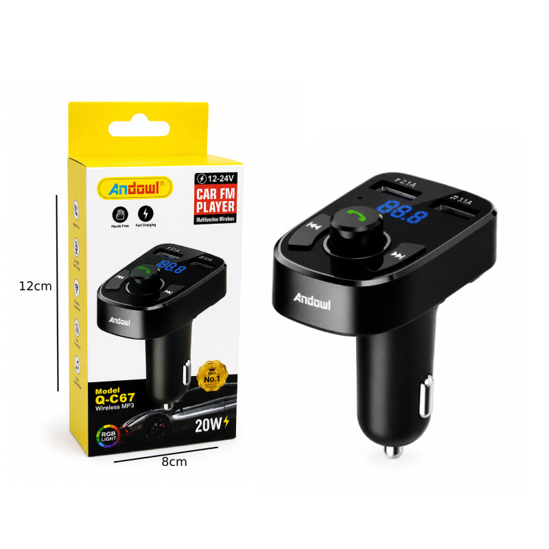 Andowl FM Transmitter Αυτοκινήτου Q-C67 Bluetooth 5.3 20W με 2 USB - Q-C67 Bluetooth 5.3 20W Car FM Transmitter with Dual USB