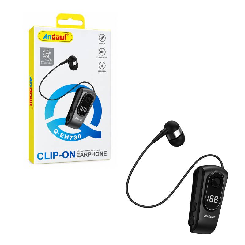 Andowl Ασύρματο Bluetooth Ακουστικό Clip-On με Δόνηση Q-EH730 - Wireless Bluetooth Clip-On Earphone