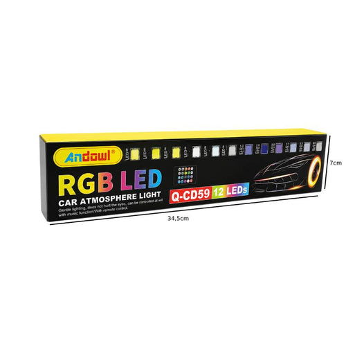 Andowl RGB LED Ατμοσφαιρικός Φωτισμός Αυτοκινήτου 12 LED Q-CD59 - RGB LED Car Atmosphere Light Andowl
