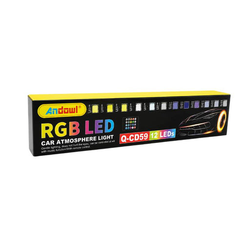 Andowl RGB LED Ατμοσφαιρικός Φωτισμός Αυτοκινήτου 12 LED Q-CD59 - RGB LED Car Atmosphere Light Andowl