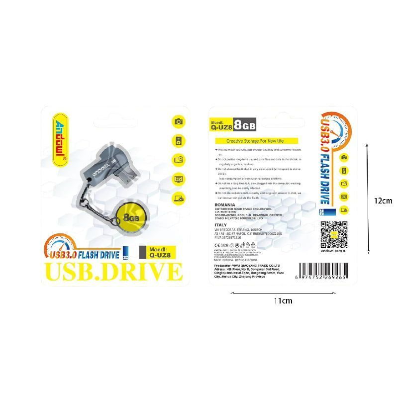 Andowl Στικάκι USB 3.0 Flash Drive 8GB Q-UZ8 - Flash Drive ANDOWL