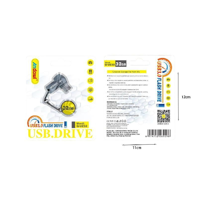 Andowl Στικάκι USB 3.0 Flash Drive 32GB Q-UZ32 - Flash Drive OEM