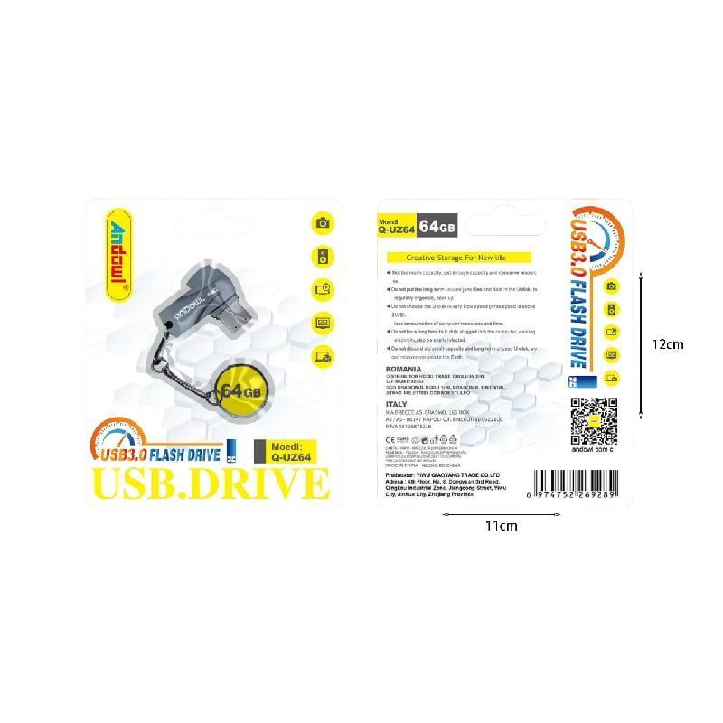 Andowl Στικάκι USB 3.0 Flash Drive 64GB Q-UZ64 - Flash Drive ANDOWL