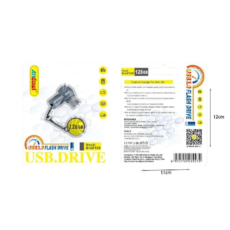 Andowl Στικάκι USB 3.0 Flash Drive 128GB Q-UZ128 - Flash Drive ANDOWL