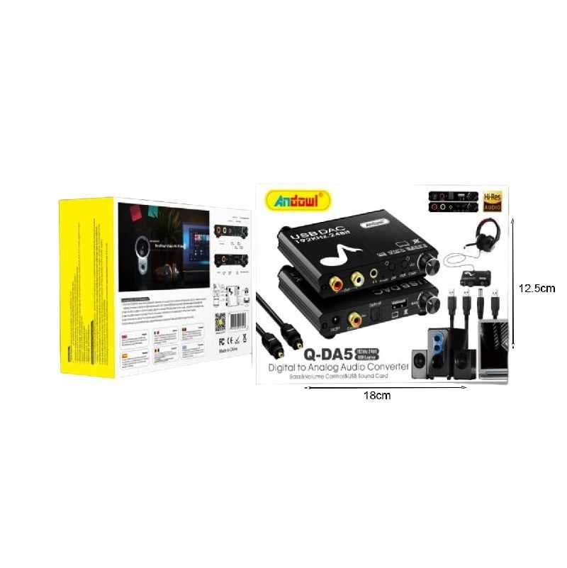 Andowl Μετατροπέας Coaxial / Toslink / USB-A female σε RCA female Q-DA5 - Digital Analog Audio Converter OEM