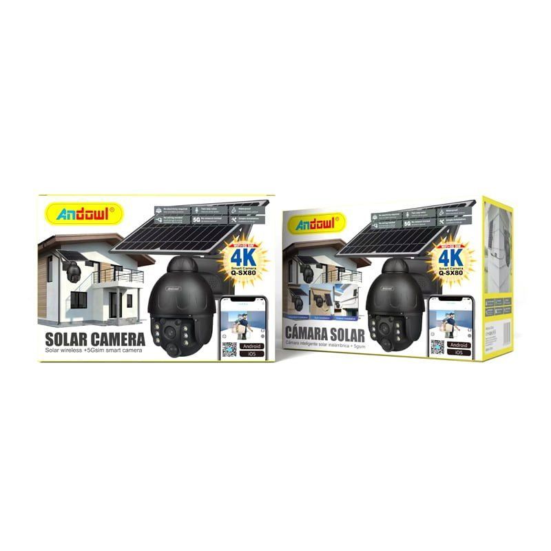 Andowl IP Κάμερα Παρακολούθησης Wi-Fi 1080p Full HD 4K Αδιάβροχη Μπαταρίας με Αμφίδρομη Επικοινωνία Q-SX80 4G+5G SIM - Solar Camera Wireless Smart ANDOWL