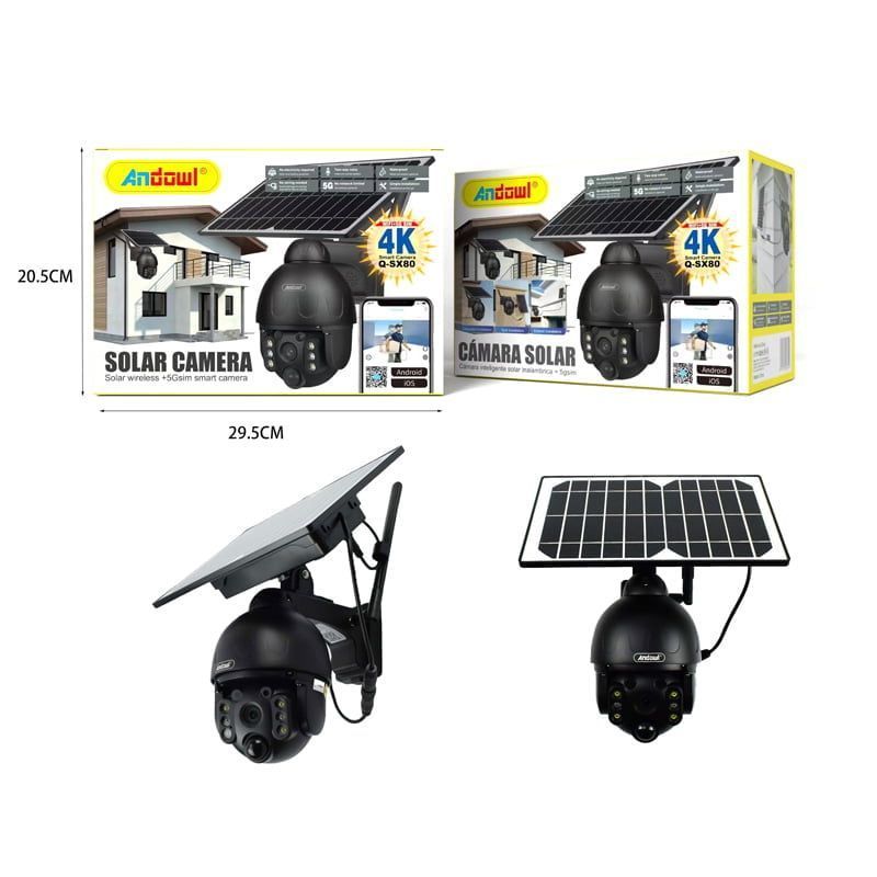 Andowl IP Κάμερα Παρακολούθησης Wi-Fi 1080p Full HD 4K Αδιάβροχη Μπαταρίας με Αμφίδρομη Επικοινωνία Q-SX80 4G+5G SIM - Solar Camera Wireless Smart ANDOWL