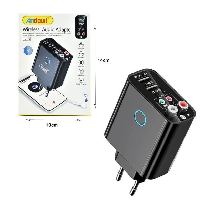 Andowl Ασύρματος Αναμεταδότης Ήχου Μπριζάκι Bluetooth K16 - Wireless Audio Adapter ANDOWL