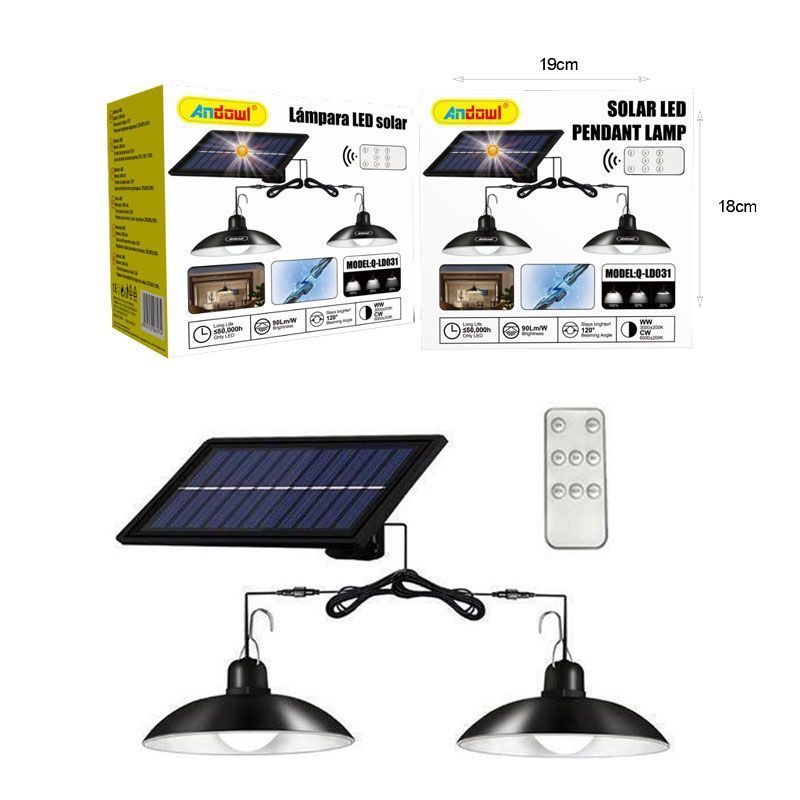 Andowl Ηλιακά φωτιστικά οροφής με πάνελ & τηλεχειριστήριο Q-LD031 - Solar LED Pendant Lamp OEM