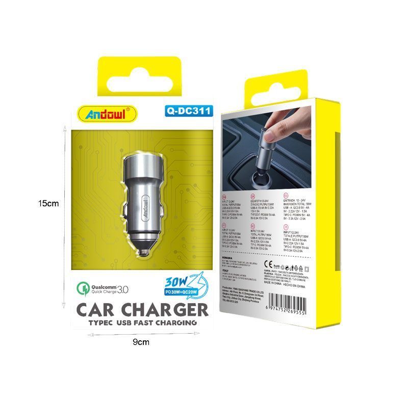 Andowl Φορτιστής αυτοκινήτου 30W Q-DC311 - Car charger OEM