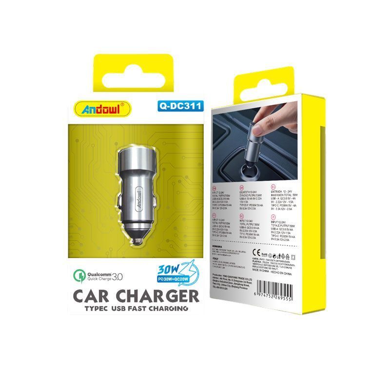 Andowl Φορτιστής αυτοκινήτου 30W Q-DC311 - Car charger OEM