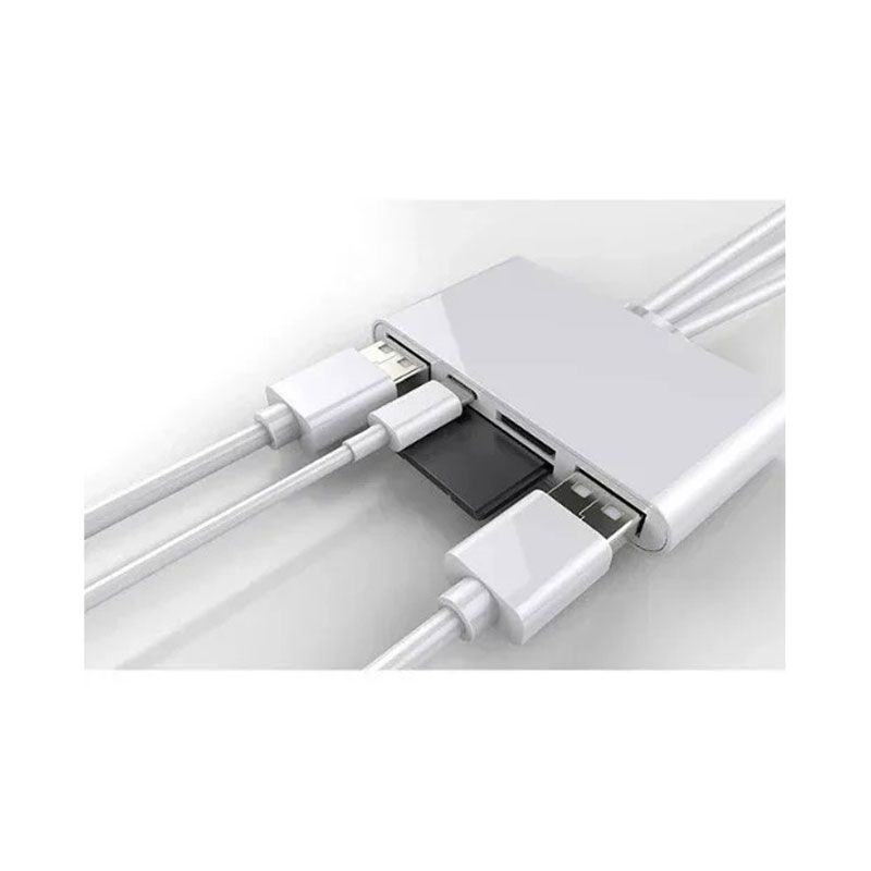 Andowl 5 σε 1 Lightning+Type C+USB A Card Reader με 3 Καλώδια Andowl Q-Z09 - 3-wire 5 in 1 card reader Q-Z09 ANDOWL