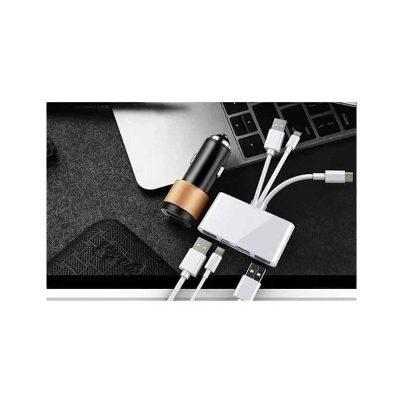Andowl 5 σε 1 Lightning+Type C+USB A Card Reader με 3 Καλώδια Andowl Q-Z09 - 3-wire 5 in 1 card reader Q-Z09 ANDOWL