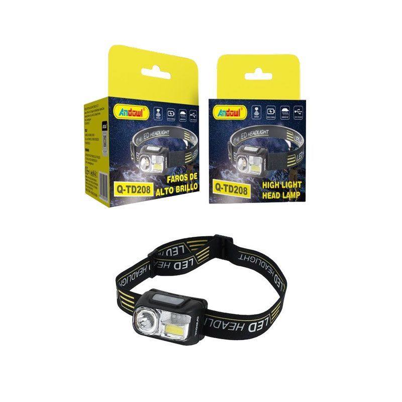 Andowl Επαναφορτιζόμενος Φακός Κεφαλής LED Αδιάβροχος με Μέγιστη Φωτεινότητα 400lm Q-TD208 - High Light Head Lamp OEM