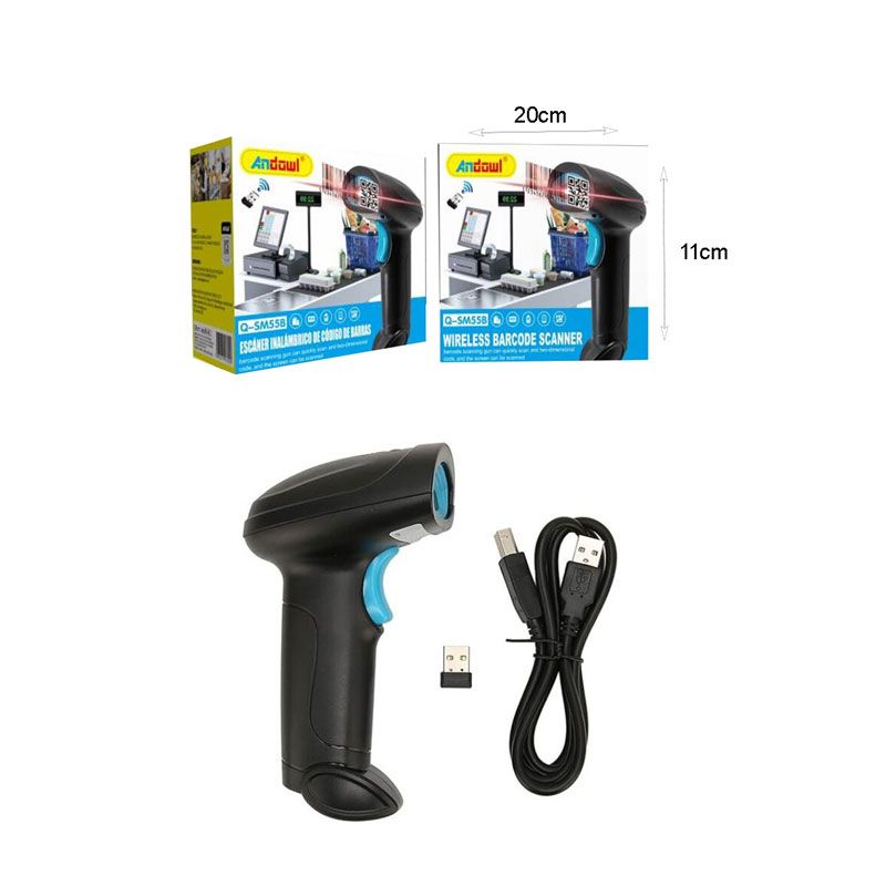 Andowl Scanner Χειρός Ασύρματο με Δυνατότητα Ανάγνωσης 2D και QR Barcodes Q-SM55B - Wireless Barcode Scanner ANDOWL