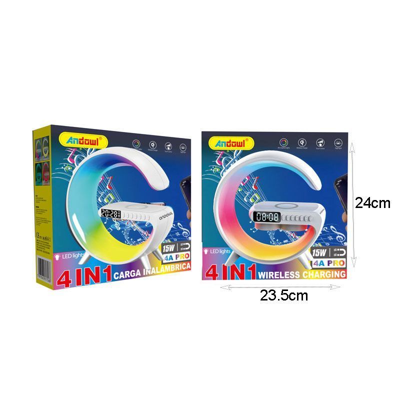 Andowl Ηχείο 4 σε 1 με Bluetooth, ασύρματο φορτιστή, ξυπνητήρι & ρολόι 15W 4A Pro - Wireless Charging Speaker OEM