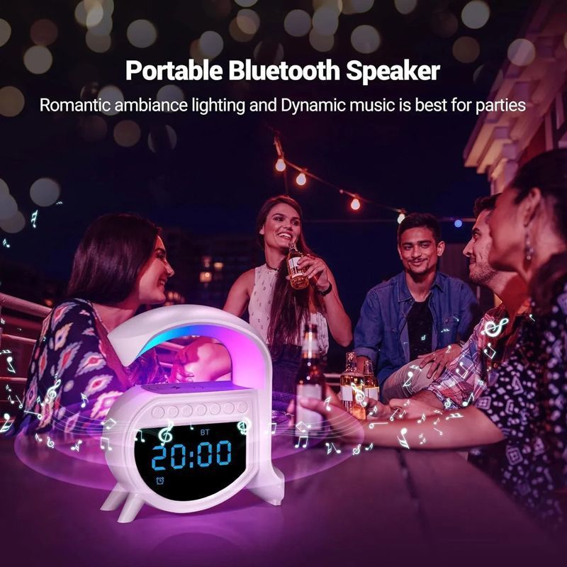 Andowl Ηχείο 4 σε 1 με Bluetooth, ασύρματο φορτιστή, ξυπνητήρι & ρολόι 15W 5A Pro - Wireless Charging Speaker OEM