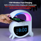 Andowl Ηχείο 4 σε 1 με Bluetooth, ασύρματο φορτιστή, ξυπνητήρι & ρολόι 15W 5A Pro - Wireless Charging Speaker OEM