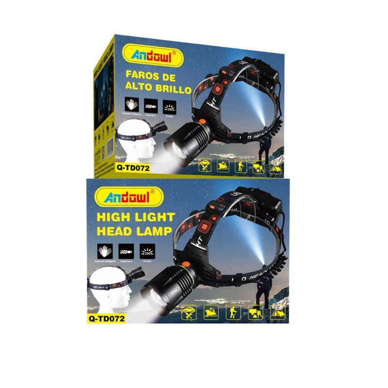 Andowl Επαναφορτιζόμενος φακός κεφαλής LED Q-TD072 - High Light Head Lamp OEM