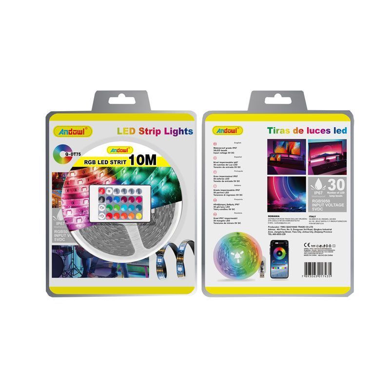 Andowl Λεντοταινία LED ταινία RGB 10m με τηλεχειριστήριο Q-DT75 - LED strip lights OEM