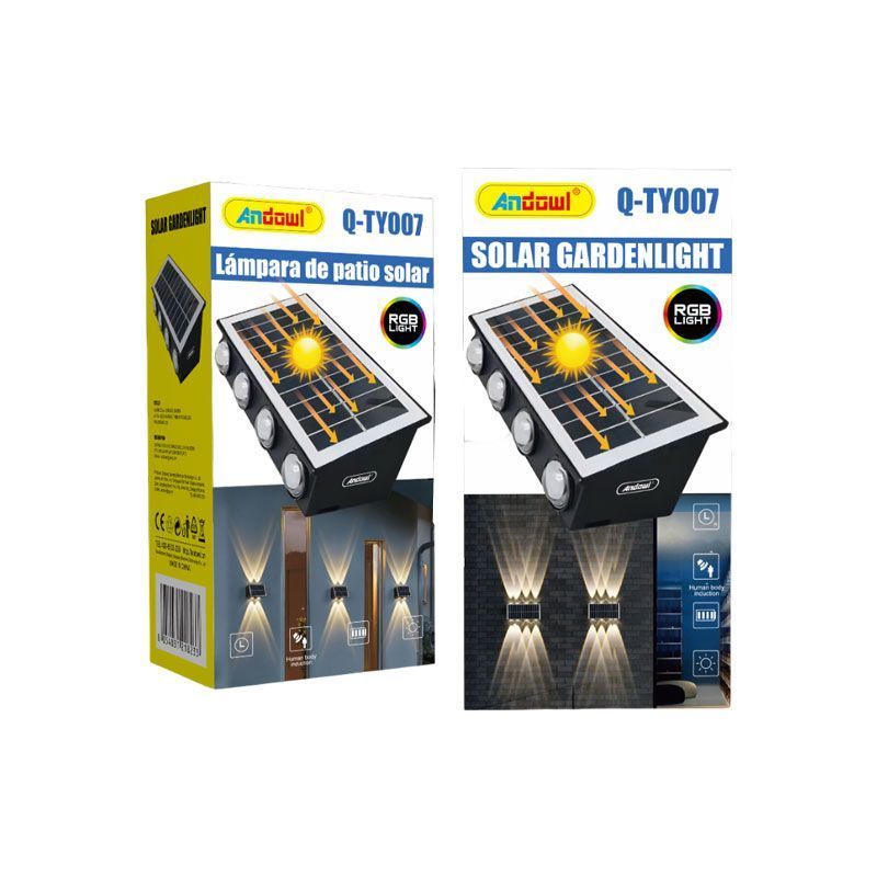 Andowl Επιτοίχιος Ηλιακός Προβολέας RGB με 8LED Q-TY007 - Solar Gardenlight Q-TY007 OEM