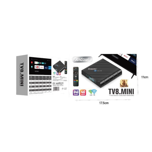 Andowl TV8.Mini Box8K GPU 4GB RAM και 64GB Αποθηκευτικό Χώρο με Λειτουργικό Android 13.0 - TV8.Mini Box ANDOWL