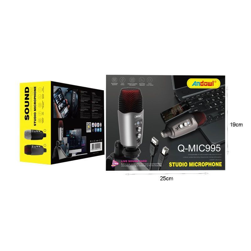 Andowl Πυκνωτικό Μικρόφωνο USB Επιτραπέζιο για Studio Q-MIC995 - Studio Microphone ANDOWL